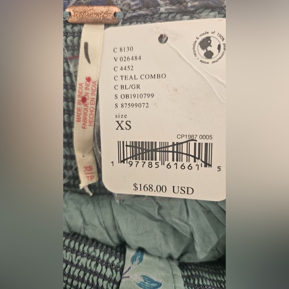 Free People Maxi Dress Women Boho A New Way Preppy Green Classic Floral NWT - Picture 5 of 6